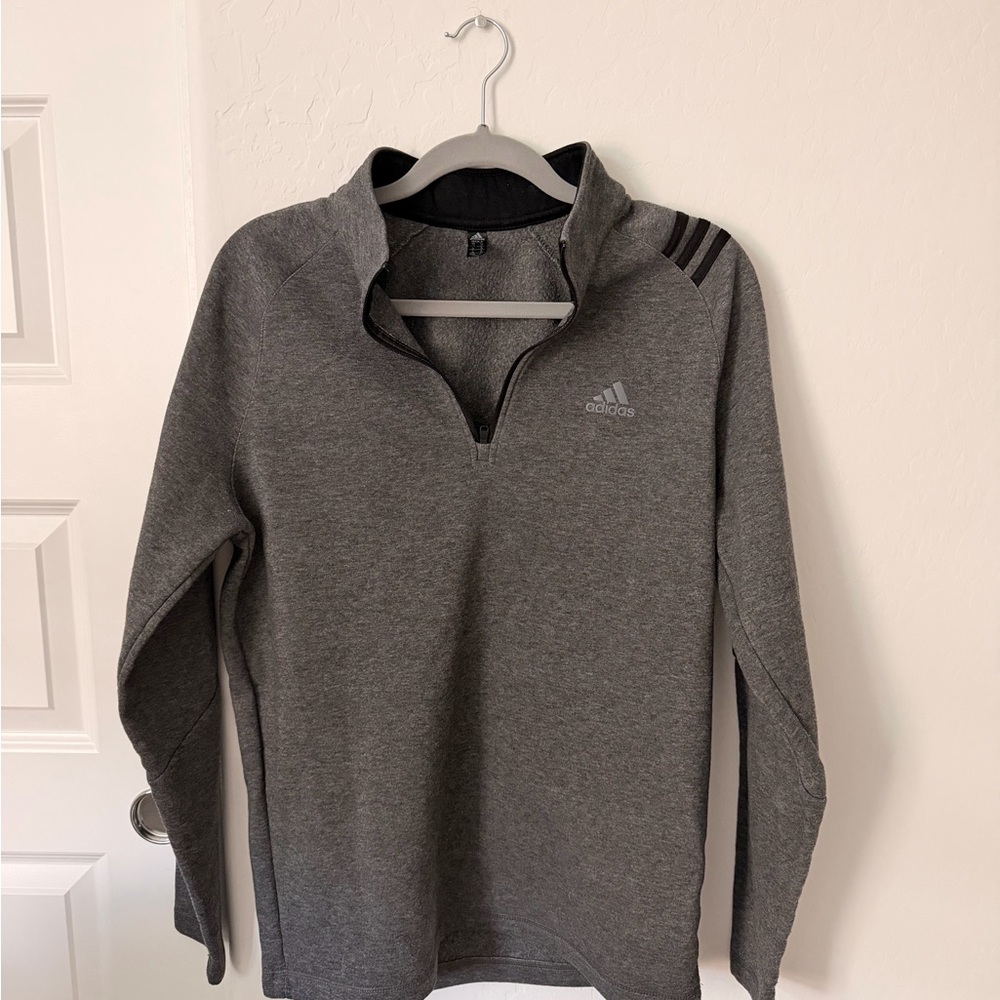 adidas Gray Golf Pullover with Black Collar